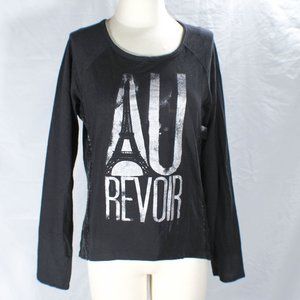 NWT Parisan Goth Black Sequin Graphic Long Sleeve Top Size XL JRS